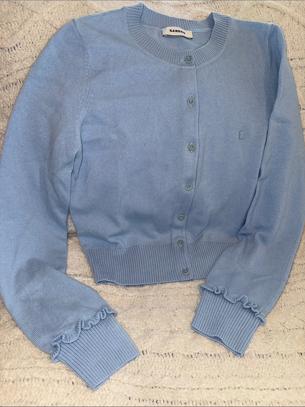 SANDRO Emile Cardigan With Ruffle Sleeve - Picture 5 of 10